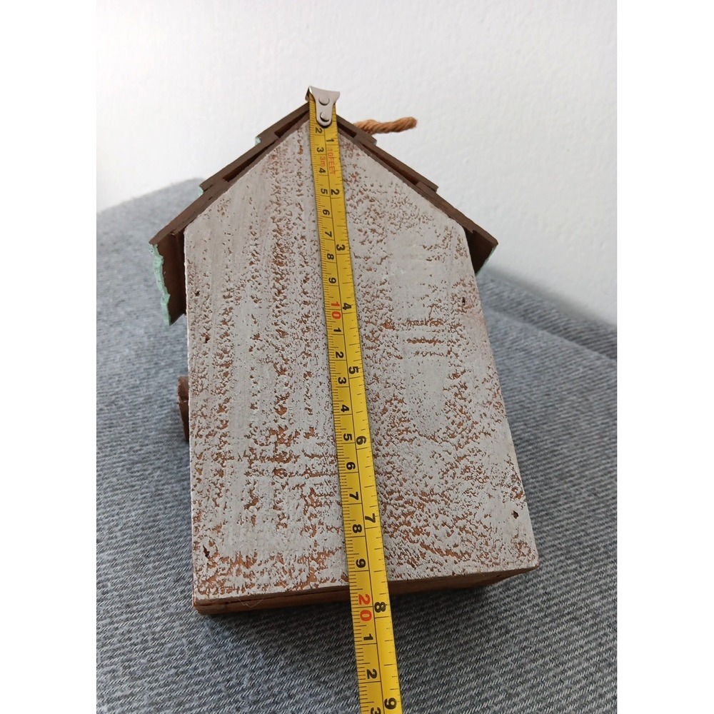 Handmade Hand-Painted Wooden Bird House Floral Hanging Indoor Outdoor 7.5x4.3x2 - Picture 8 of 10